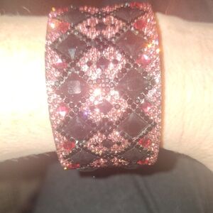 Elegant Black and Pink Crystal Bracelet